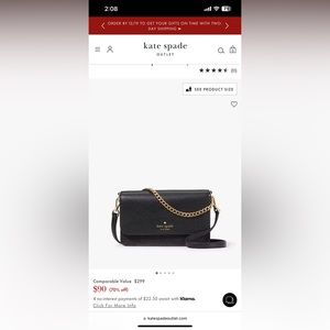 Kate Spade Black Crossbody Bag with Gold Chain